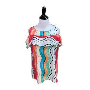 Unbranded Women's Open Shoulder Top S Small Multicolor Polyester